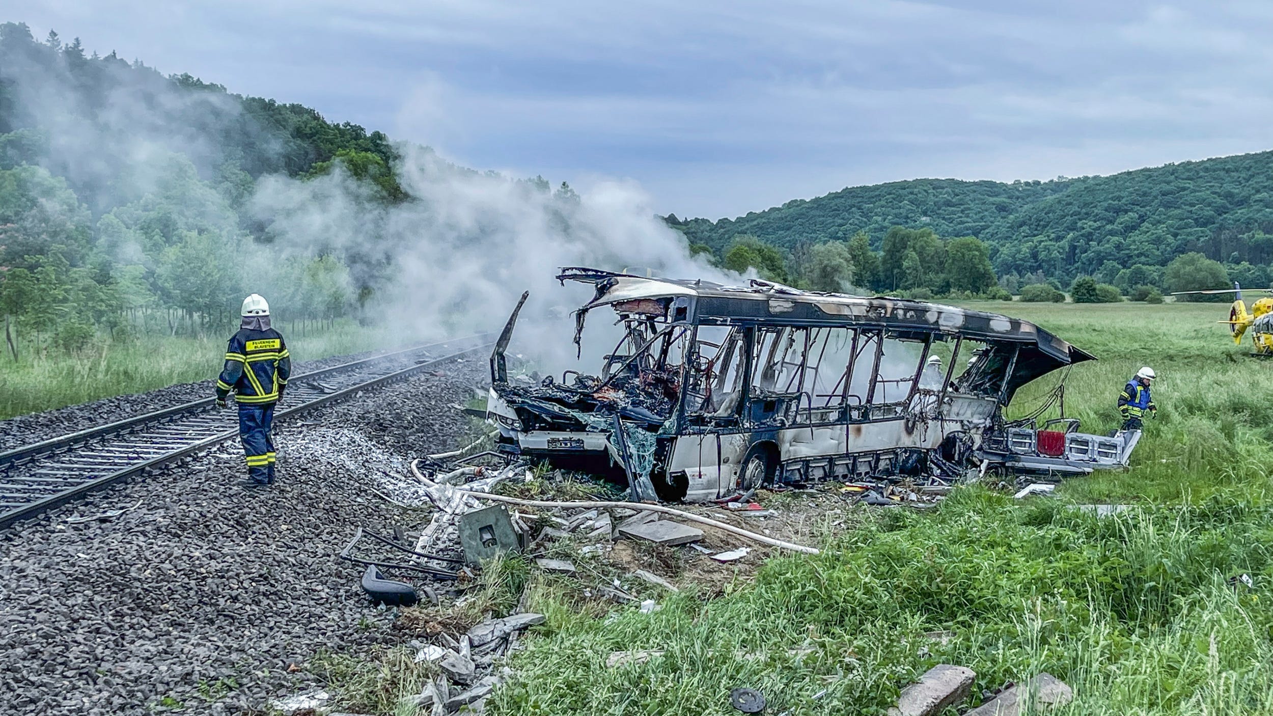 Several injured in train, bus collision in southern Germany
