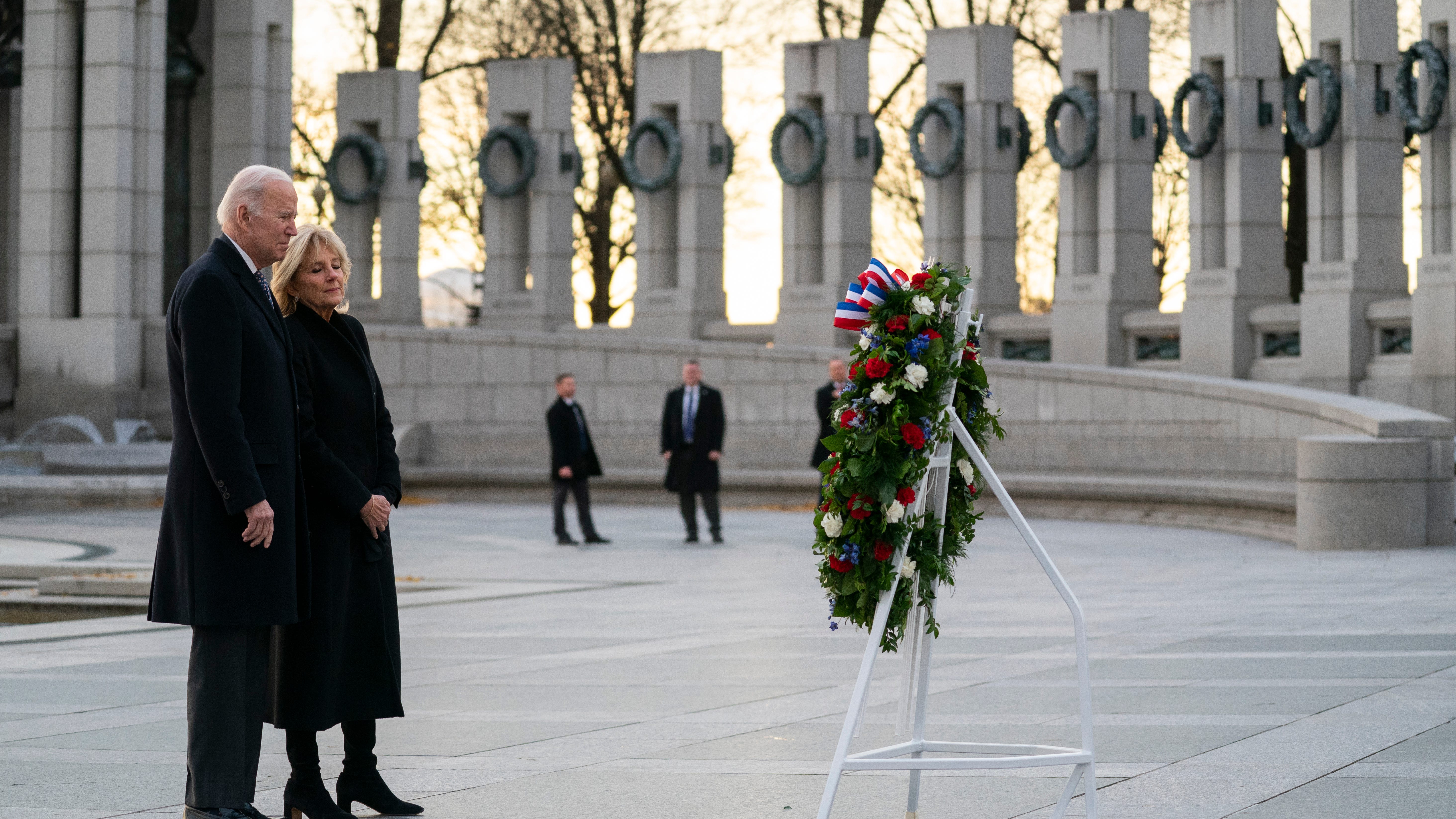Bidens honor Pearl Harbor's fallen in visit to WWII Memorial