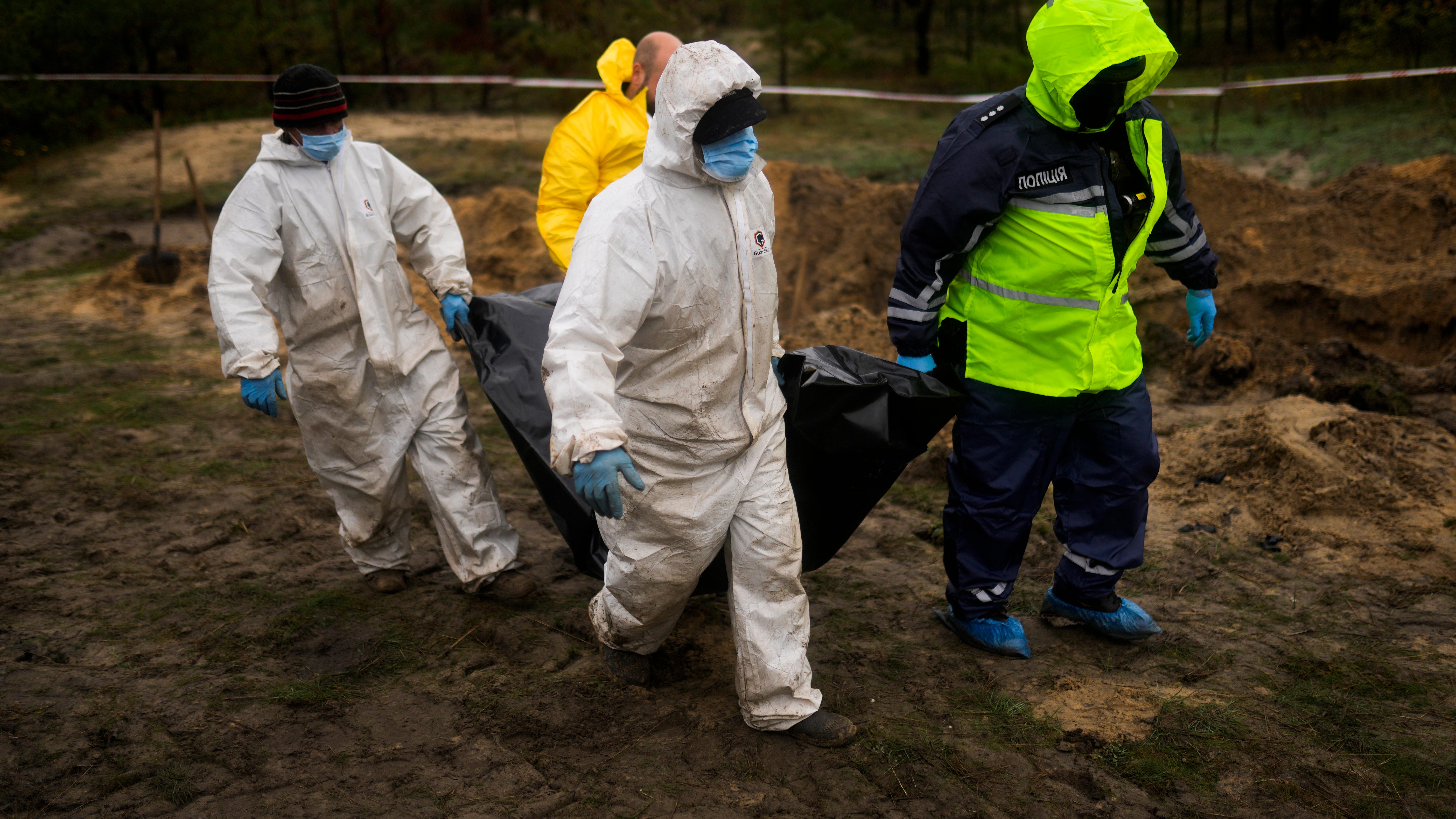 Bodies exhumed from mass grave in Ukraine's liberated Lyman
