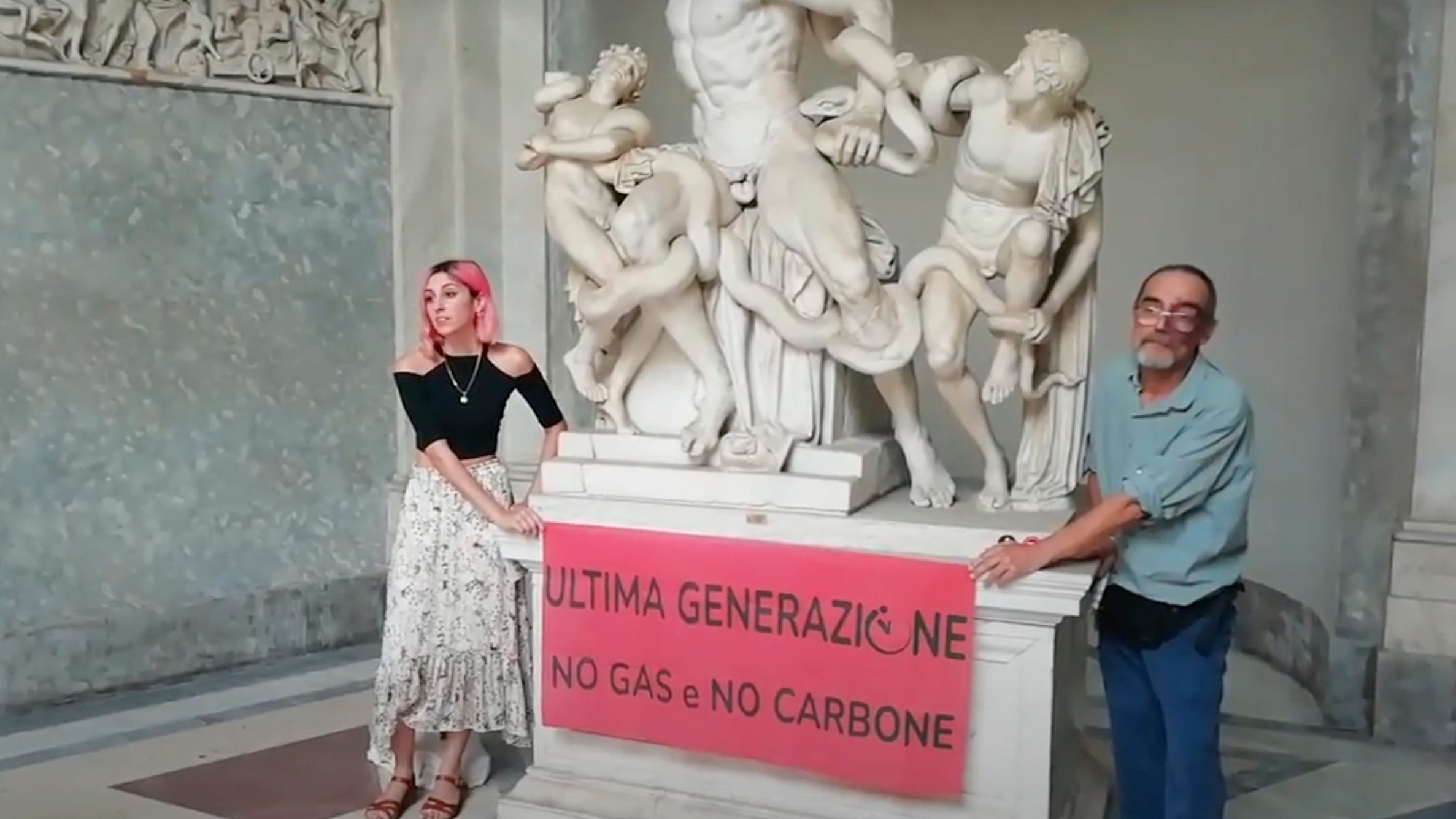 Climate protesters target the Vatican's Laocoon statue