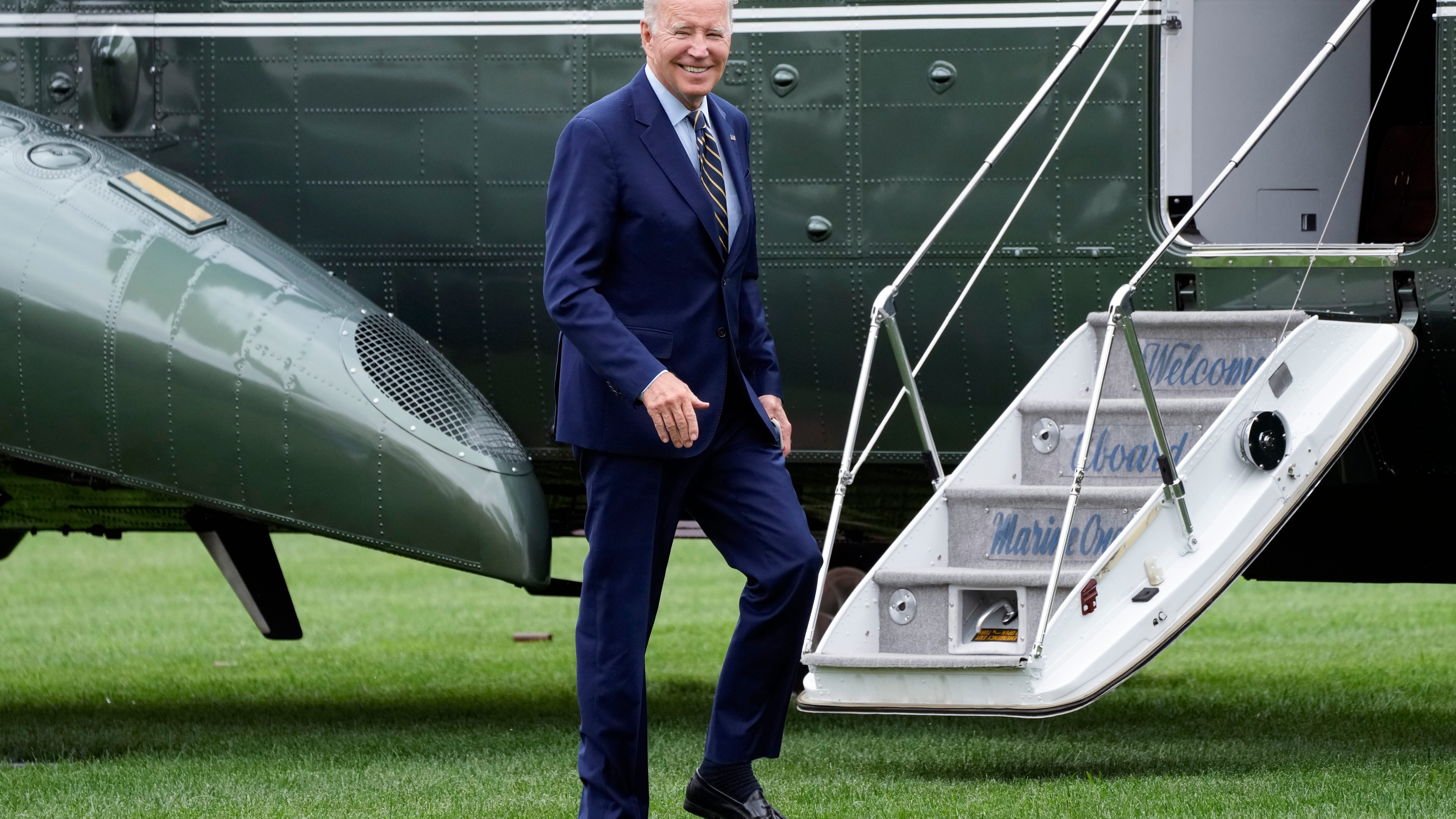 Biden heads west for a policy victory lap, drawing an implicit contrast with Trump