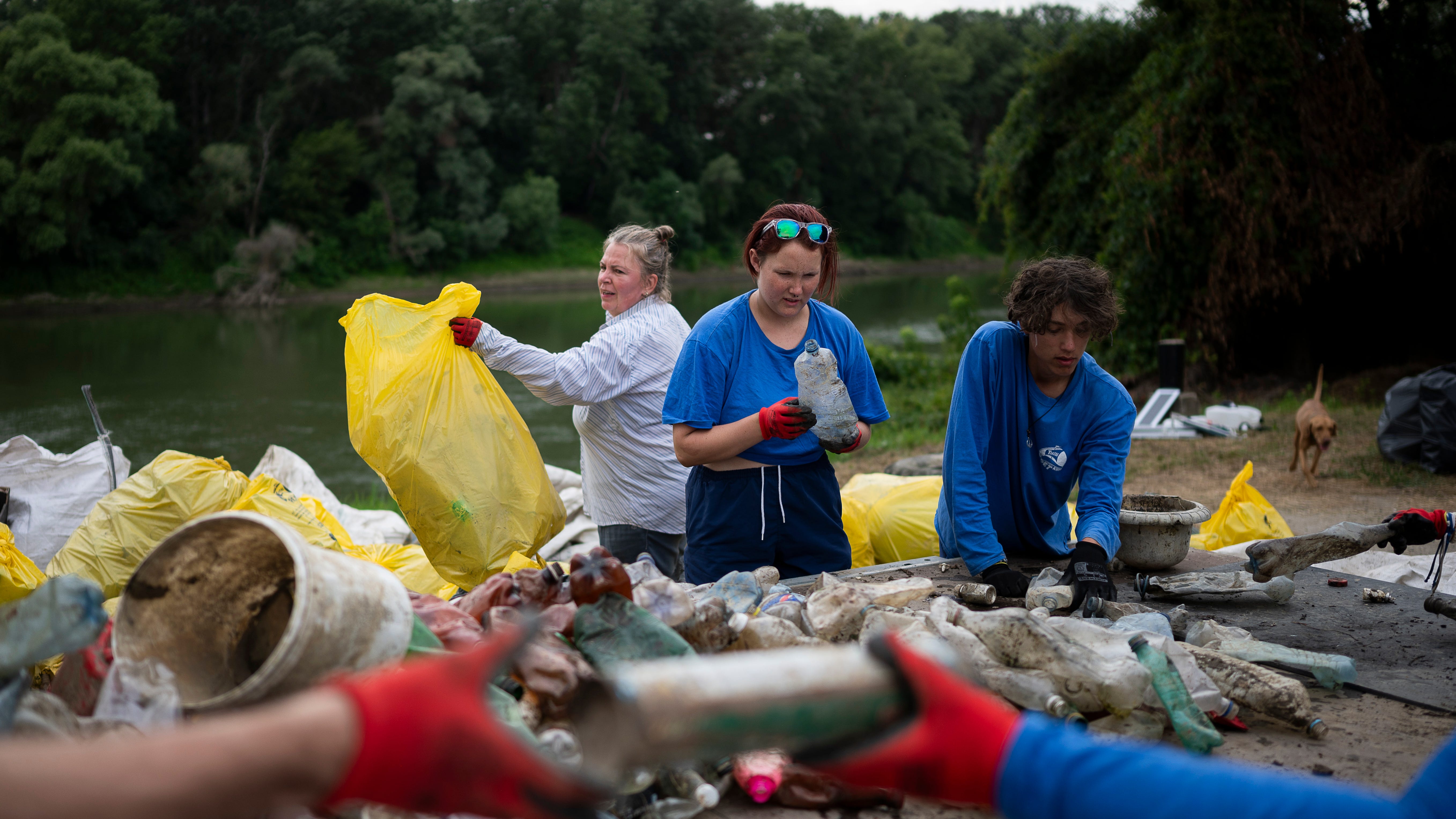 Volunteers head off plastic waste crisis by removing tons of rubbish from Hungarian river