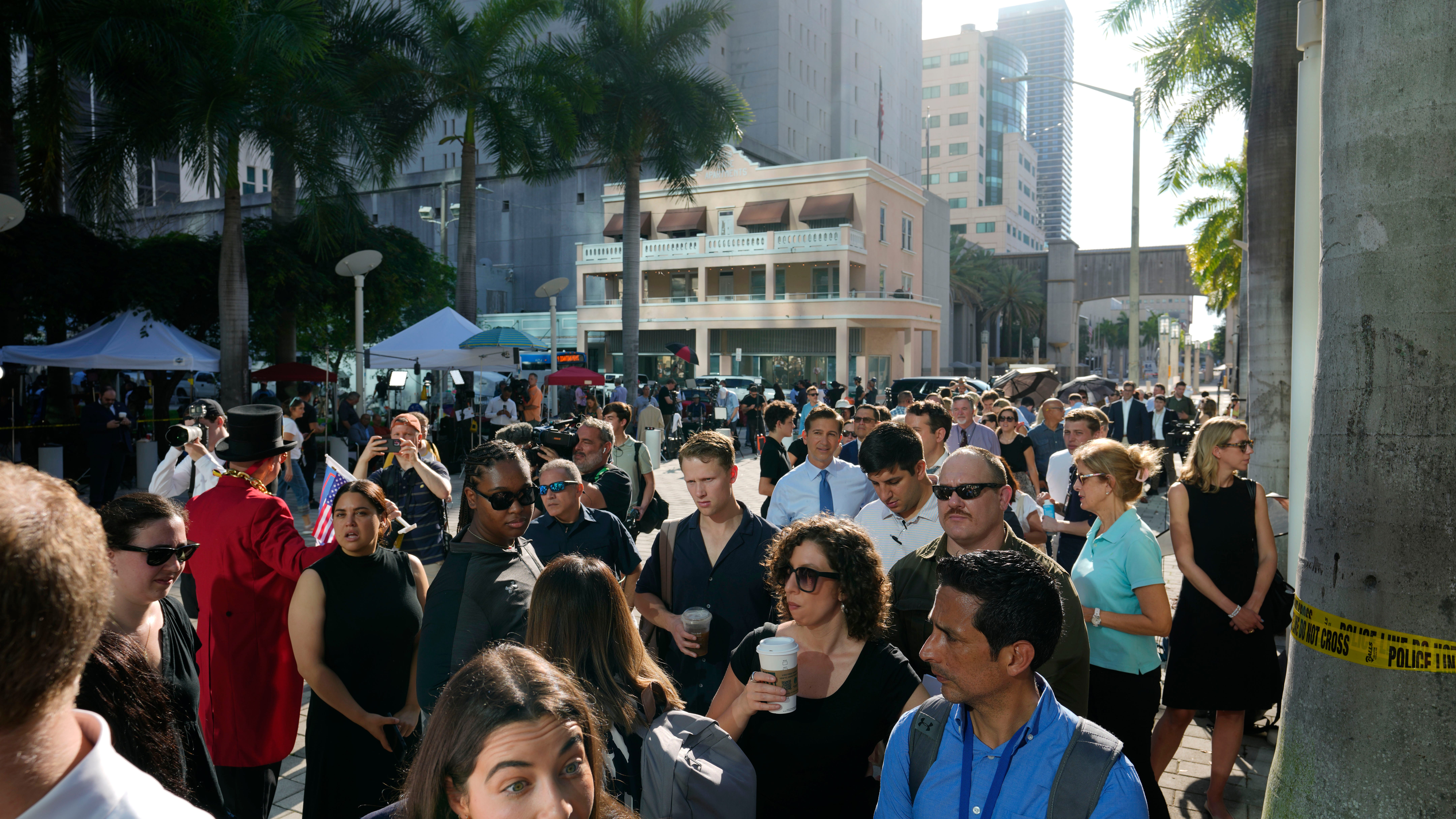 Outside of Miami court where Trump will appear, media so far outnumber protesters