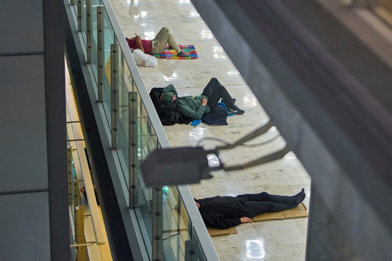 Spain Madrid Airport Homeless