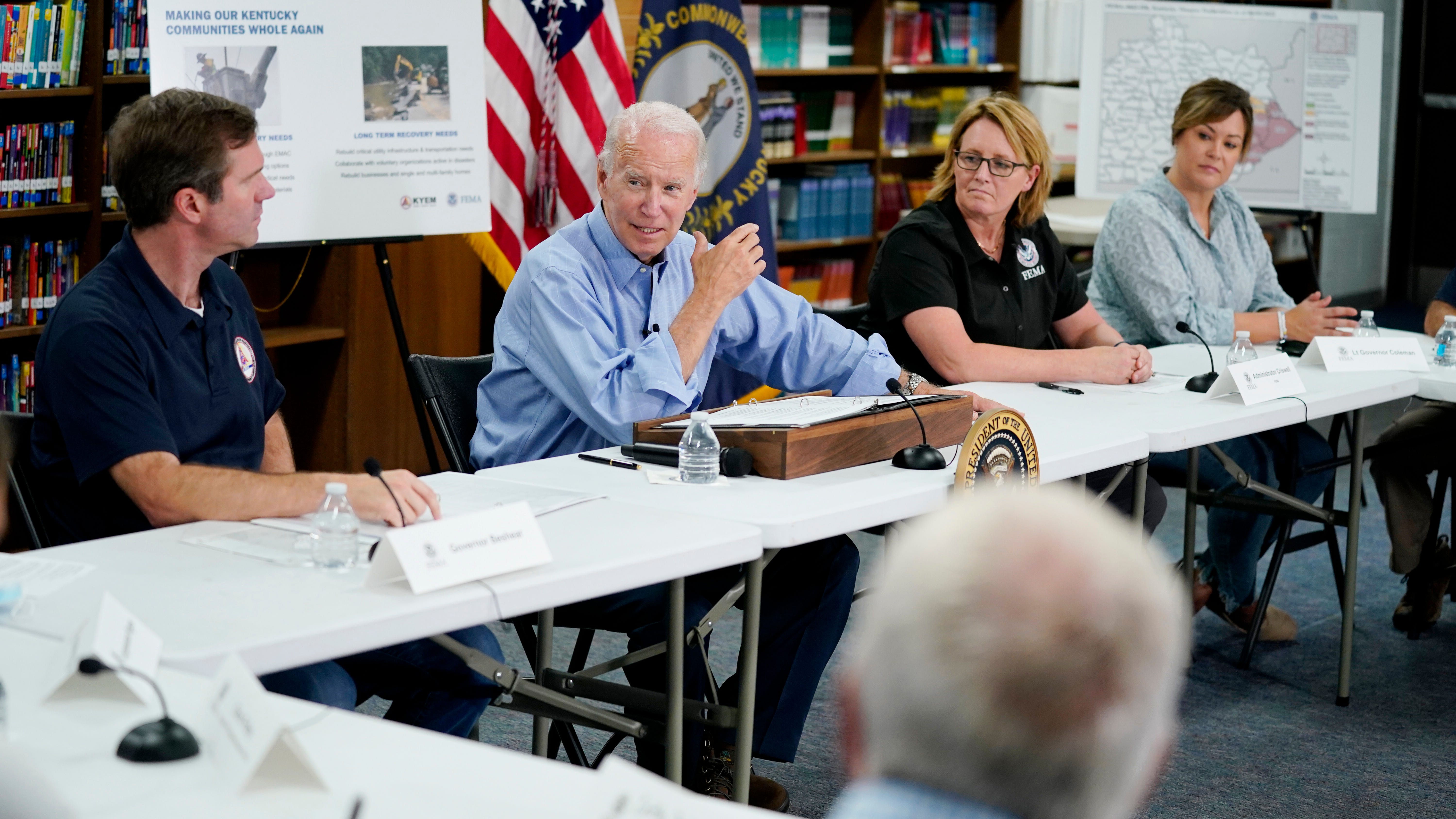 Biden surveys flood damage in Kentucky, pledges more US help