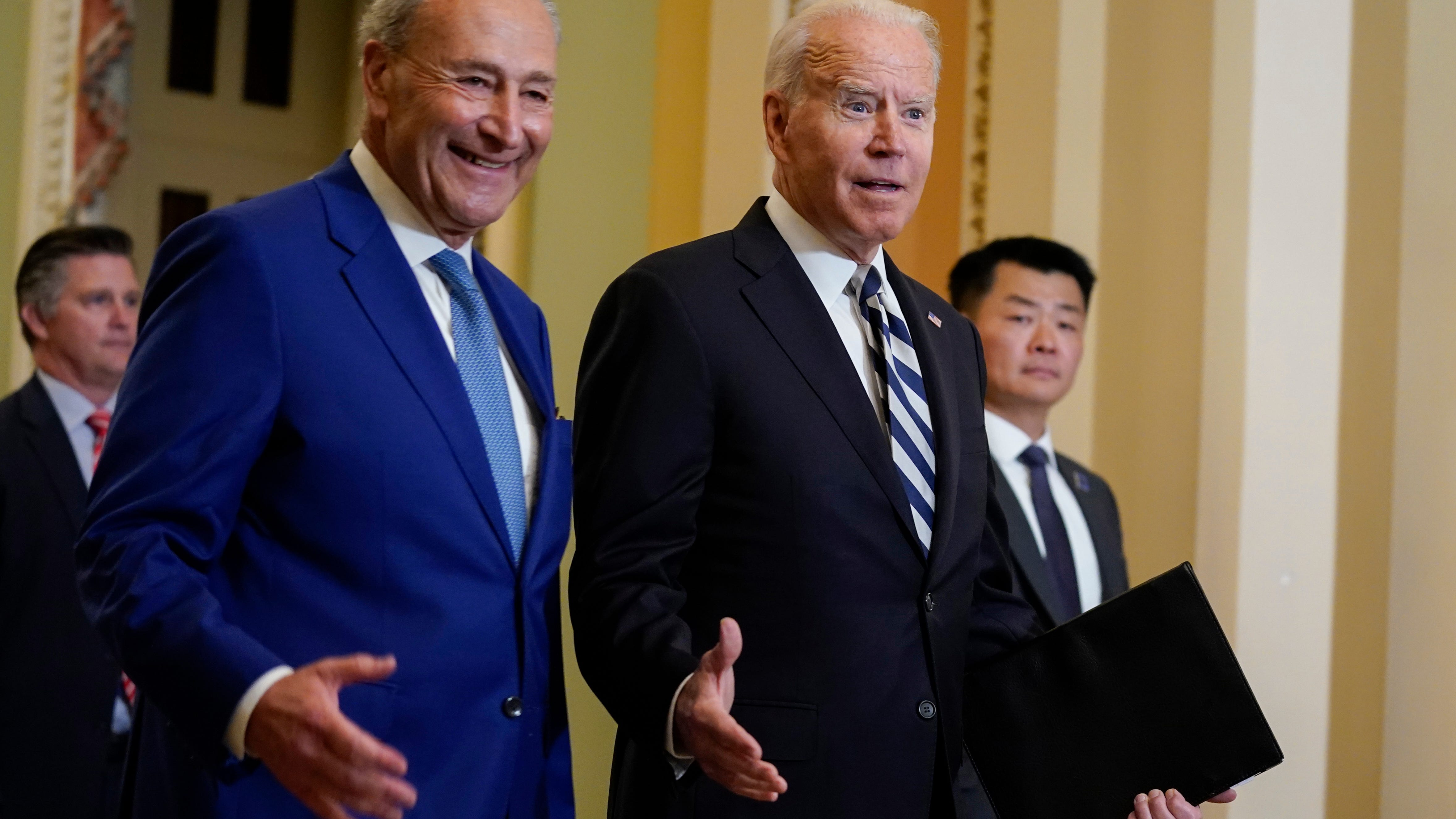 Biden meets Dems at Capitol to firm up support for spending