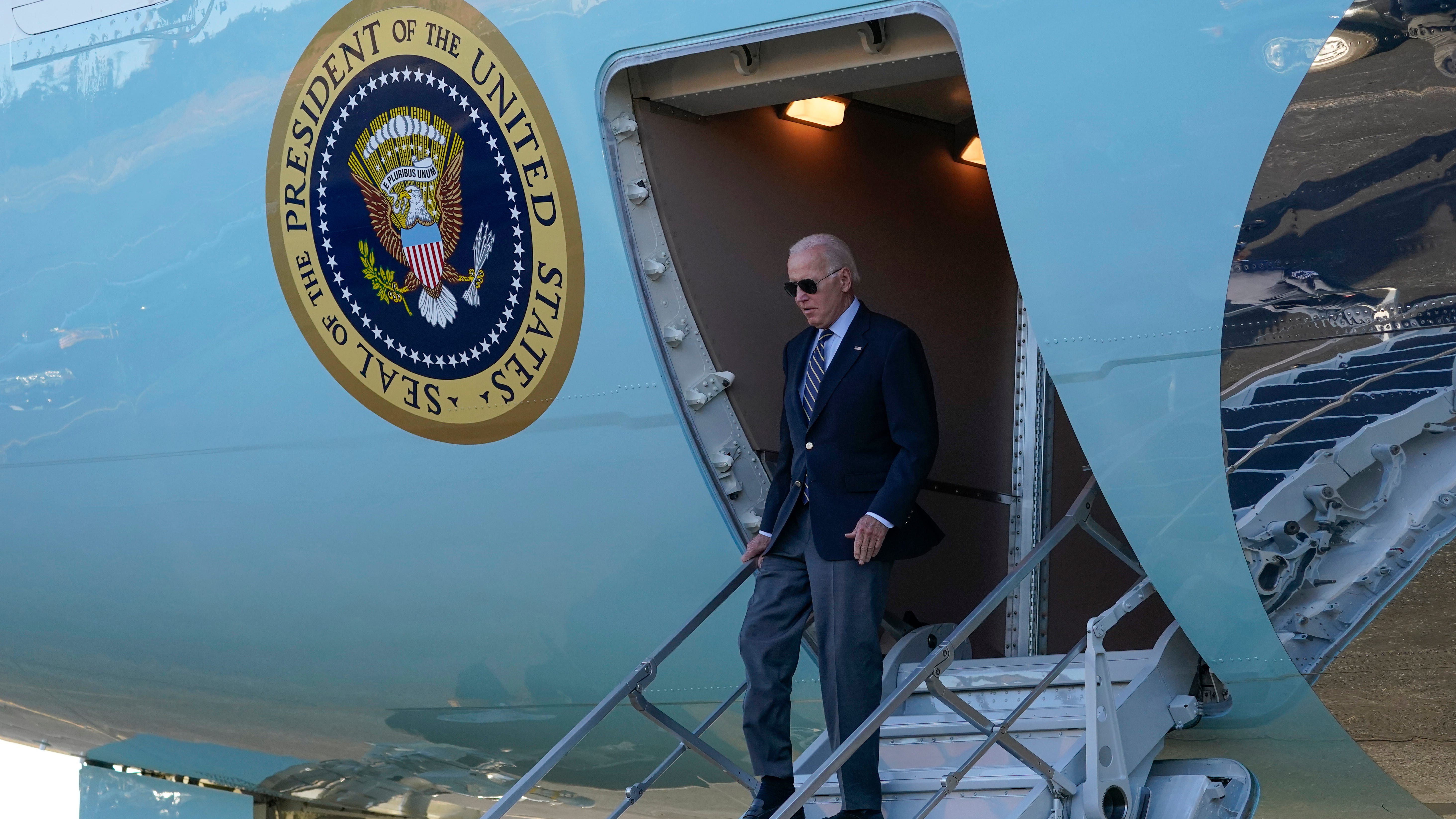Biden heads west for a policy victory lap, drawing an implicit contrast with Trump
