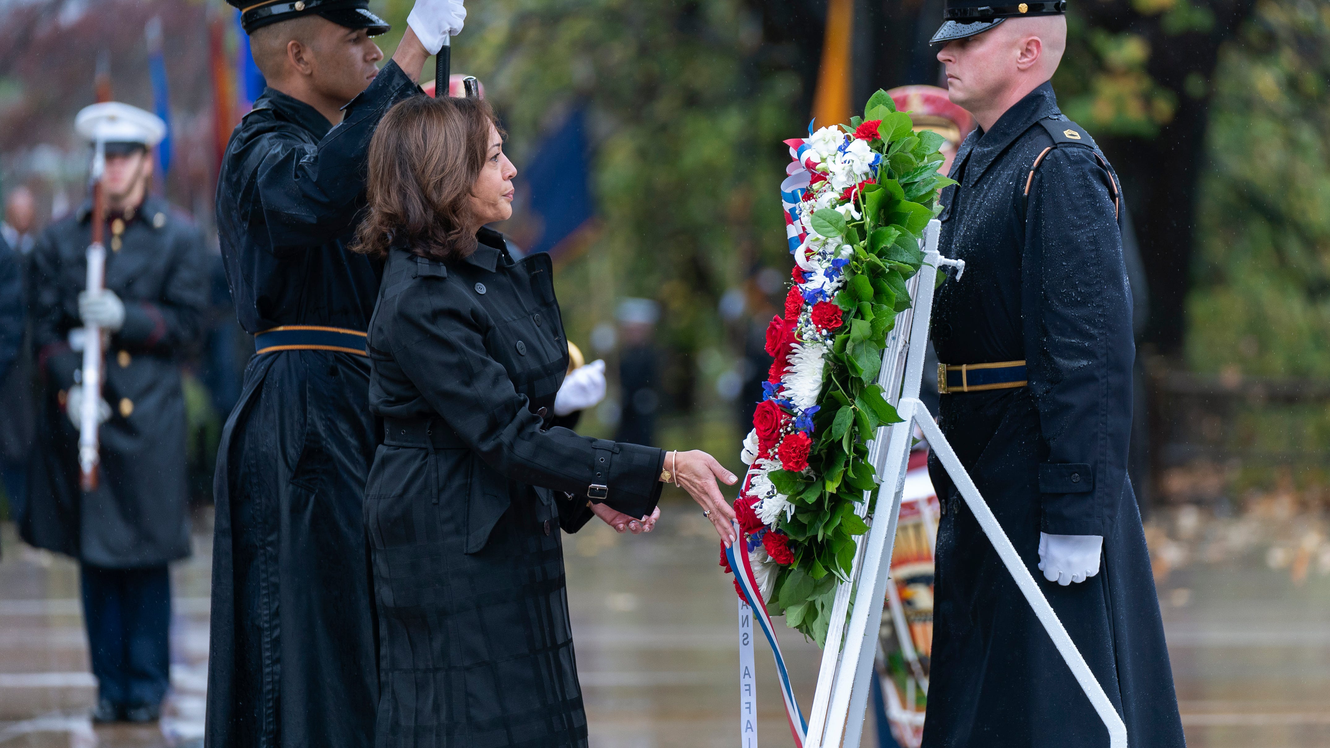 Veterans 'best of America,' VP Harris says in laying wreath