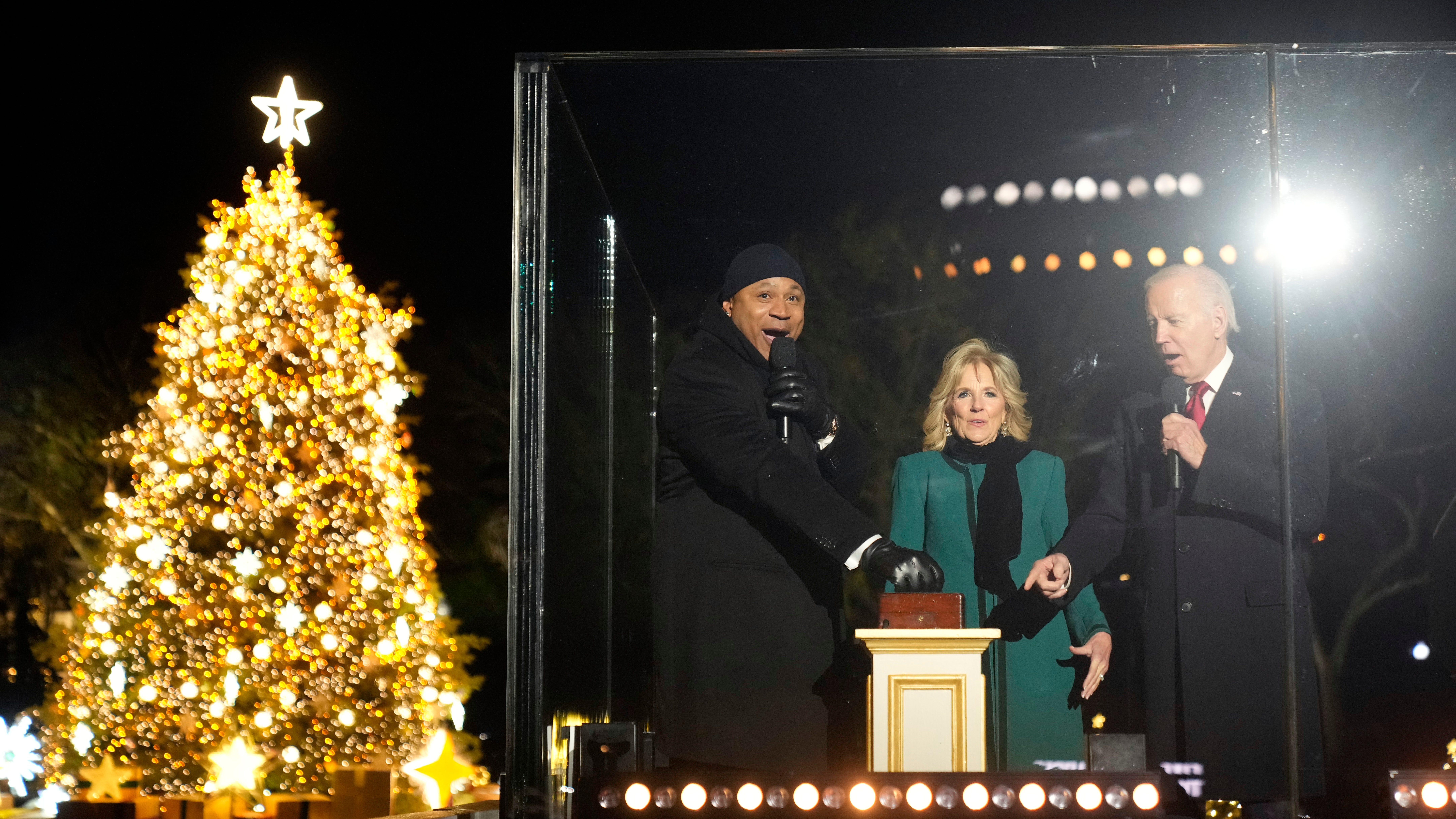 National Christmas Tree blazes to life with Biden lighting