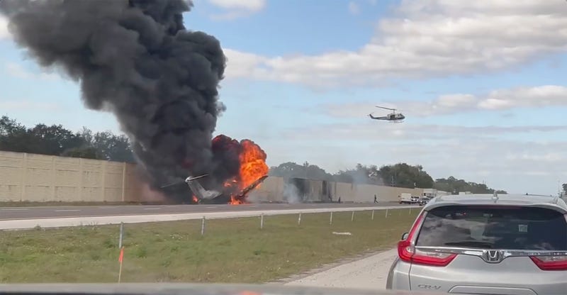 Plane Lands Florida Interstate