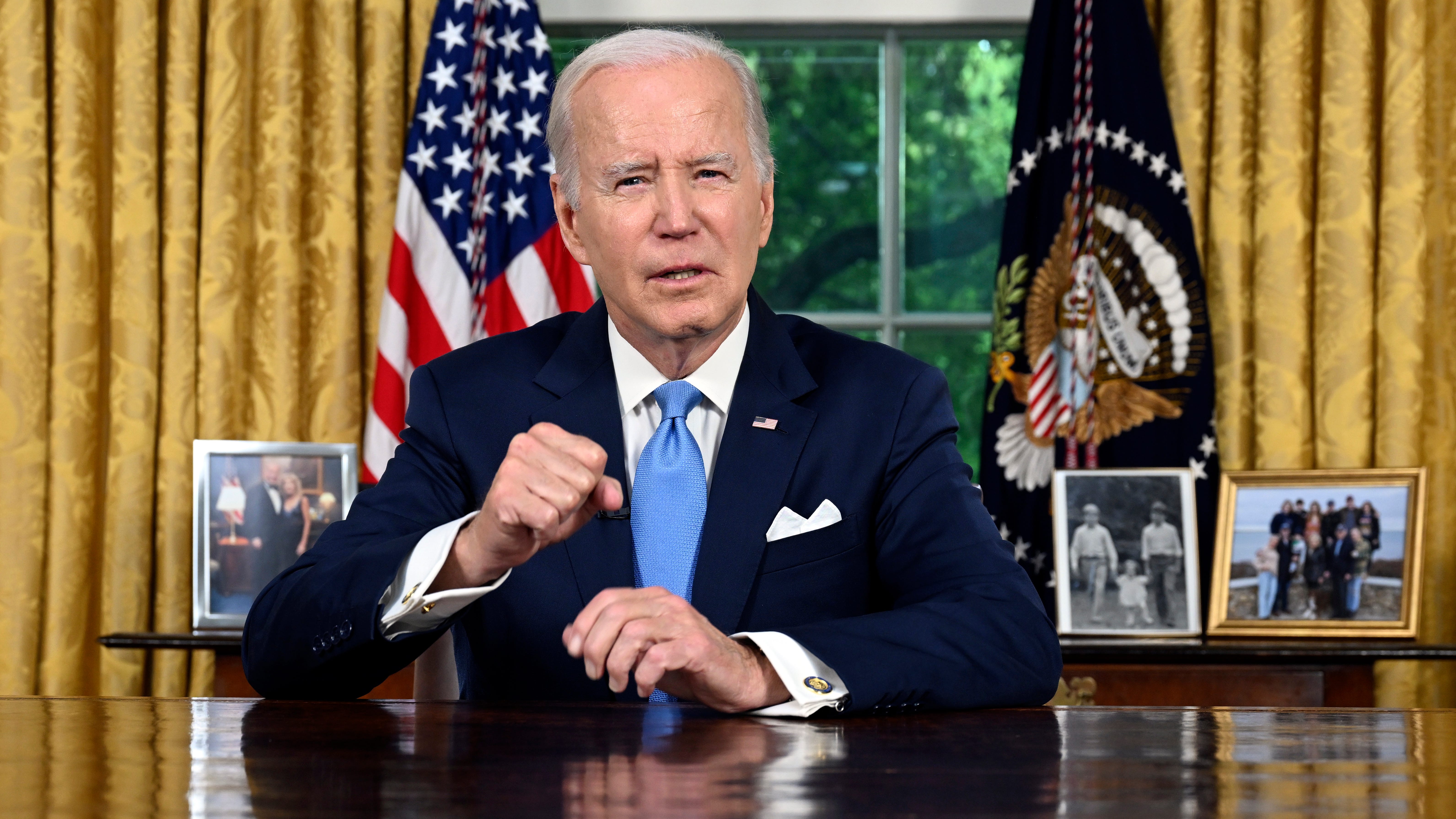 Biden celebrates a 'crisis averted’ in Oval Office address on bipartisan debt ceiling deal
