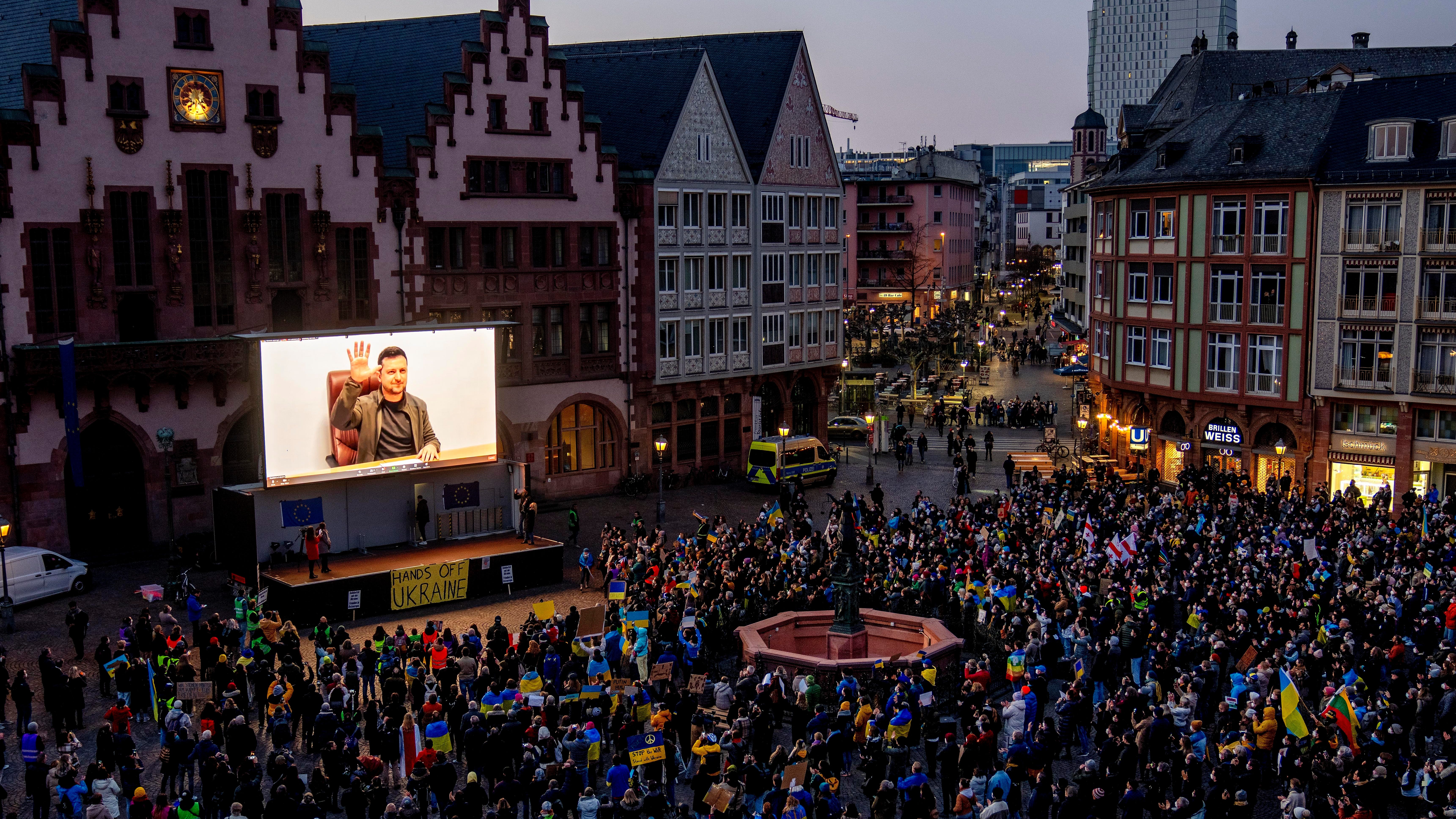 Live updates: Zelenskyy addresses protesters across Europe