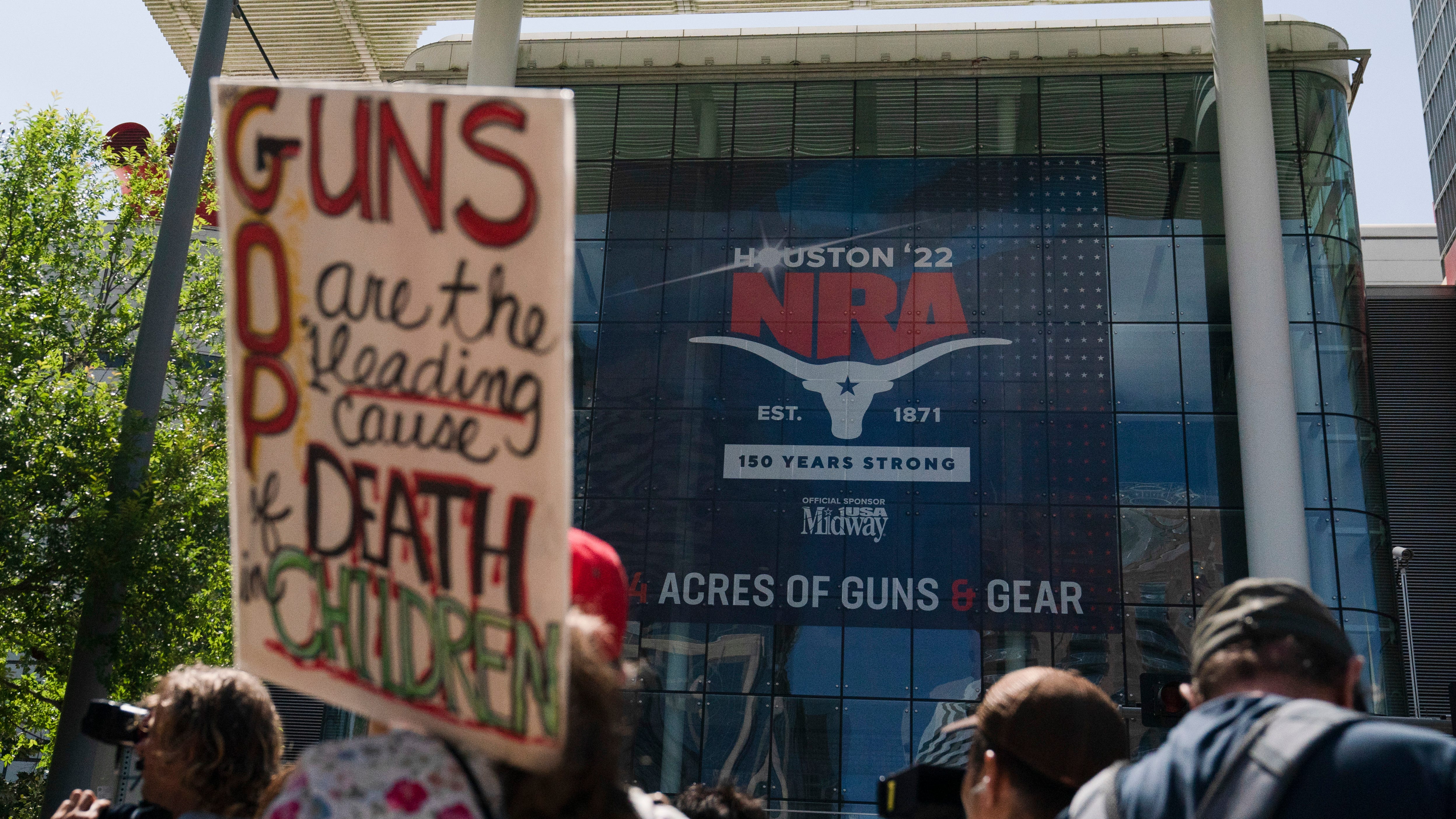 NRA meets in Texas after school massacre, protest roils