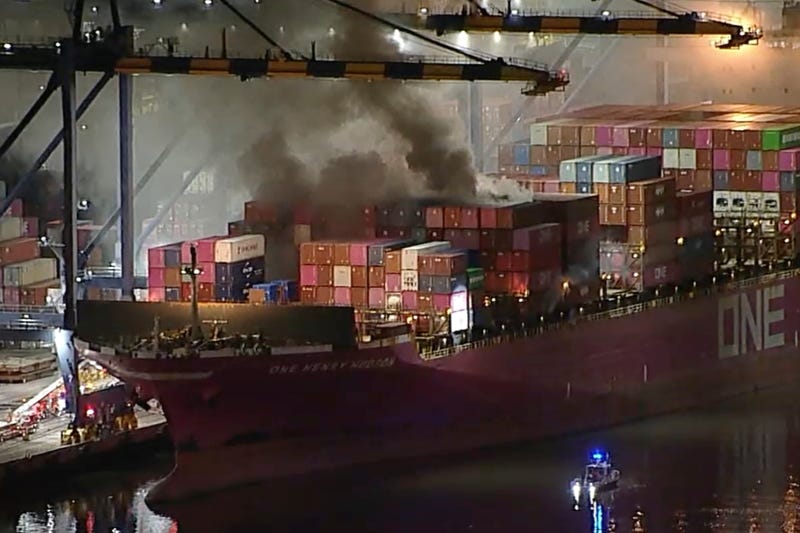 Container Ship Fire Los Angeles