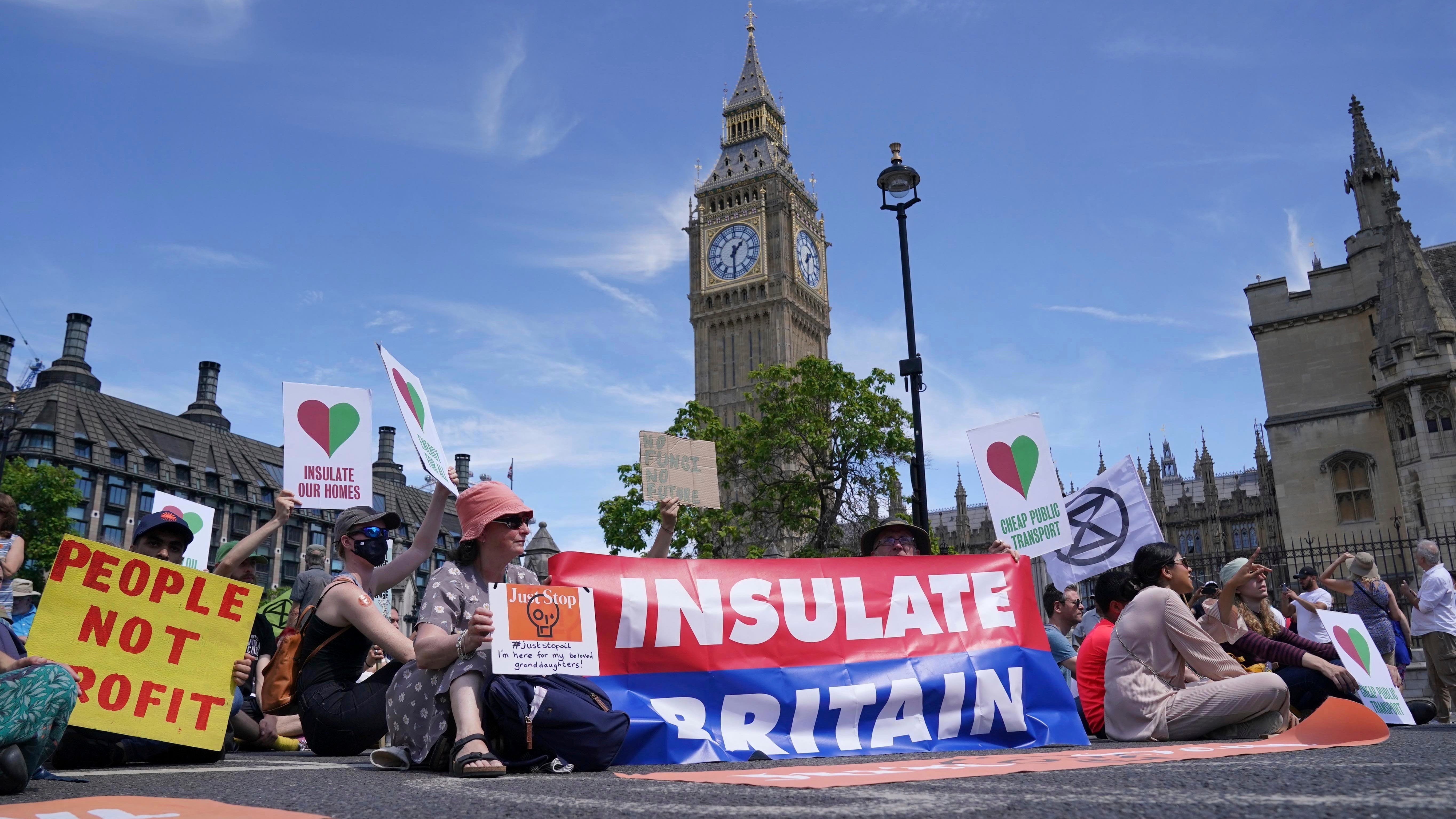 Protesters in UK decry climate change after record heat wave