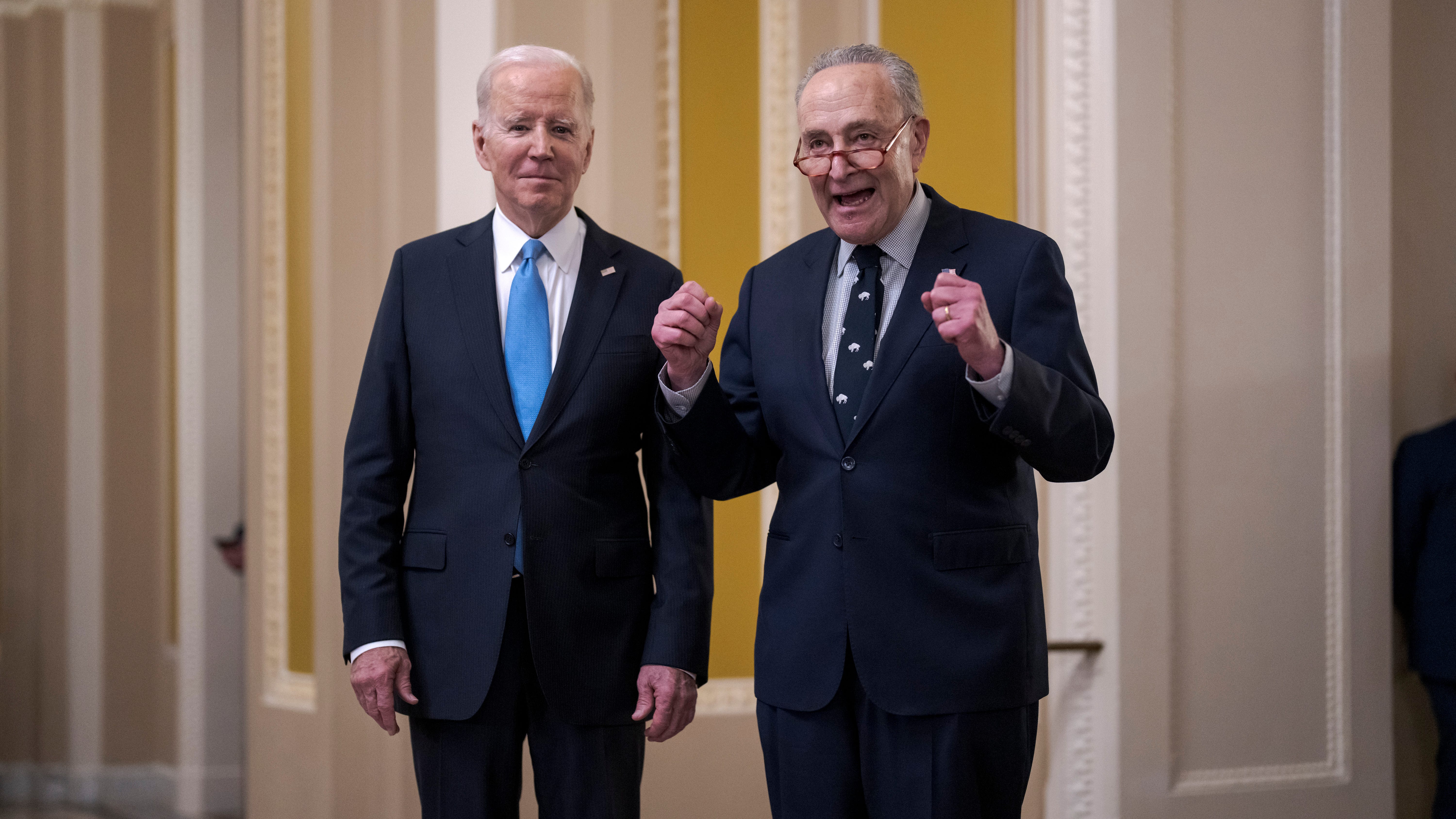 Biden rallies Senate Democrats, endorses Republican measure