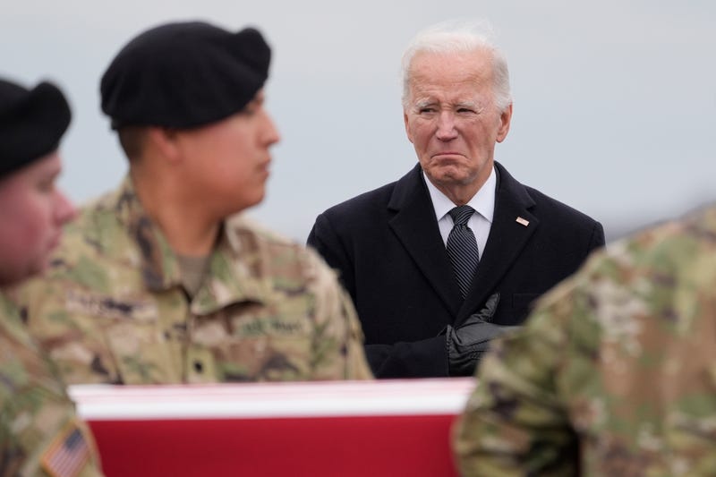 APTOPIX Biden Jordan Drone Service Members