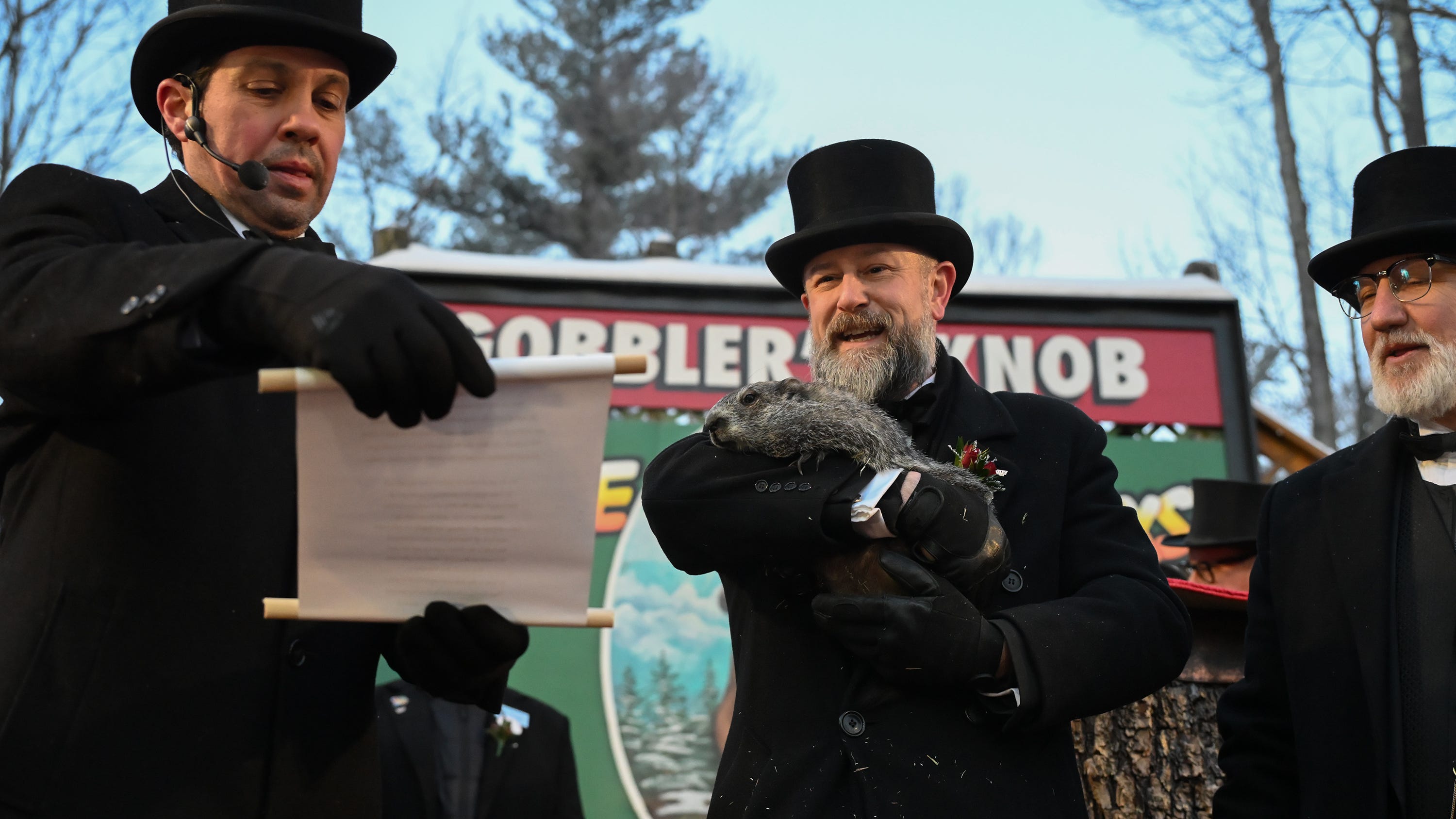 The Latest: Groundhog Punxsutawney Phil predicts six more weeks of winter