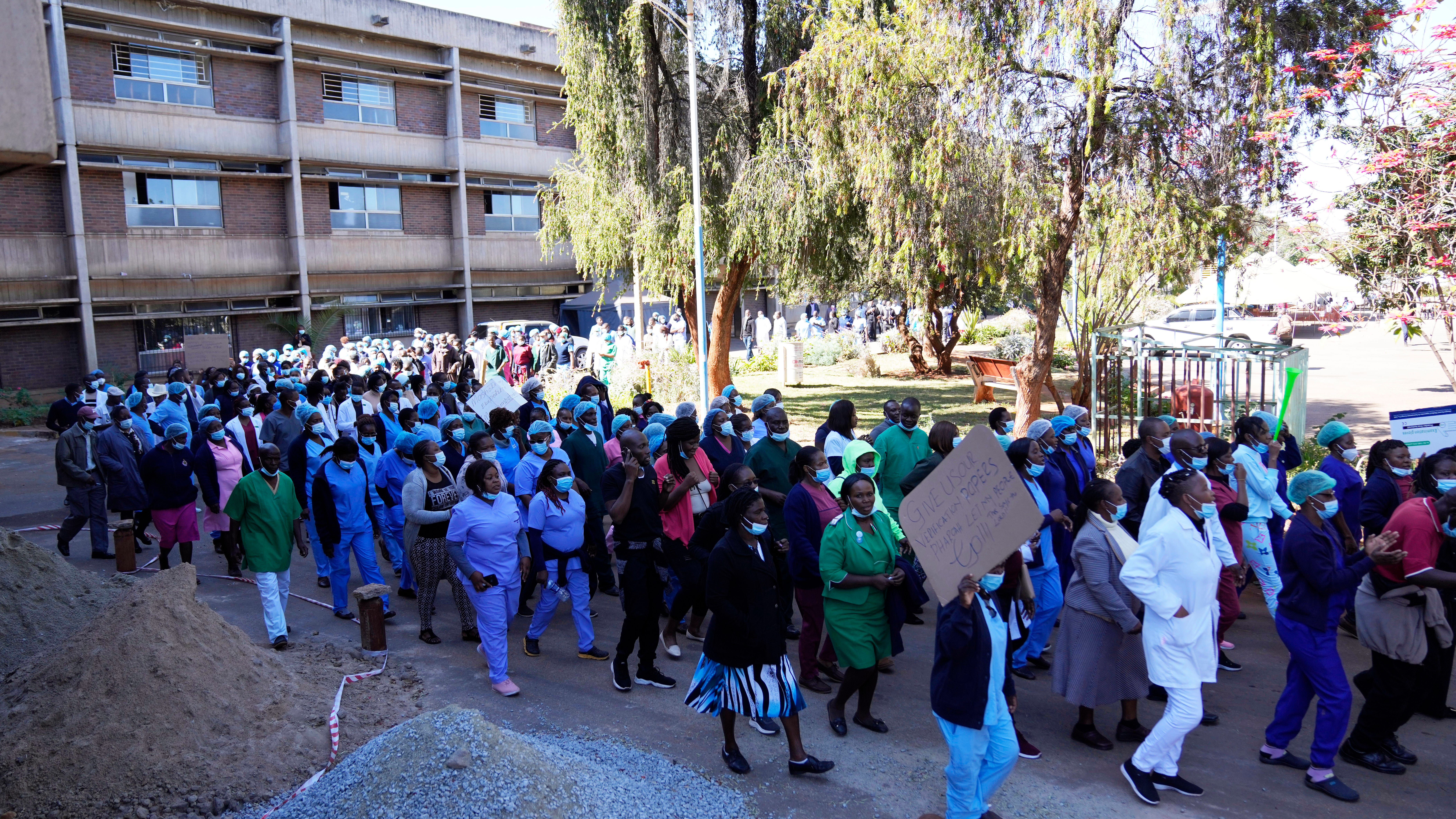 Nurses at Zimbabwe's public hospitals strike for better pay