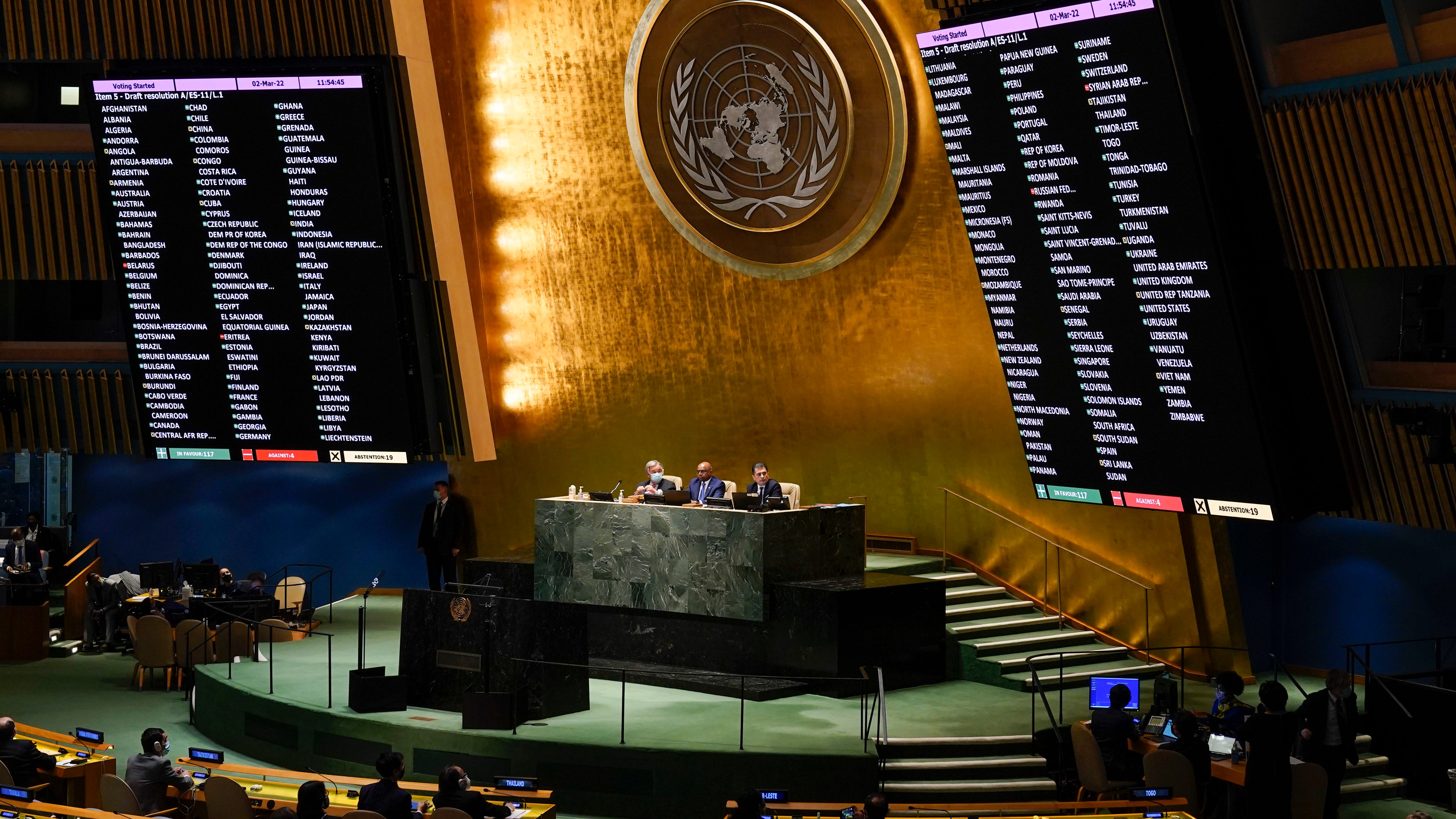  UN Assembly votes to demand that Russia stop war in Ukraine