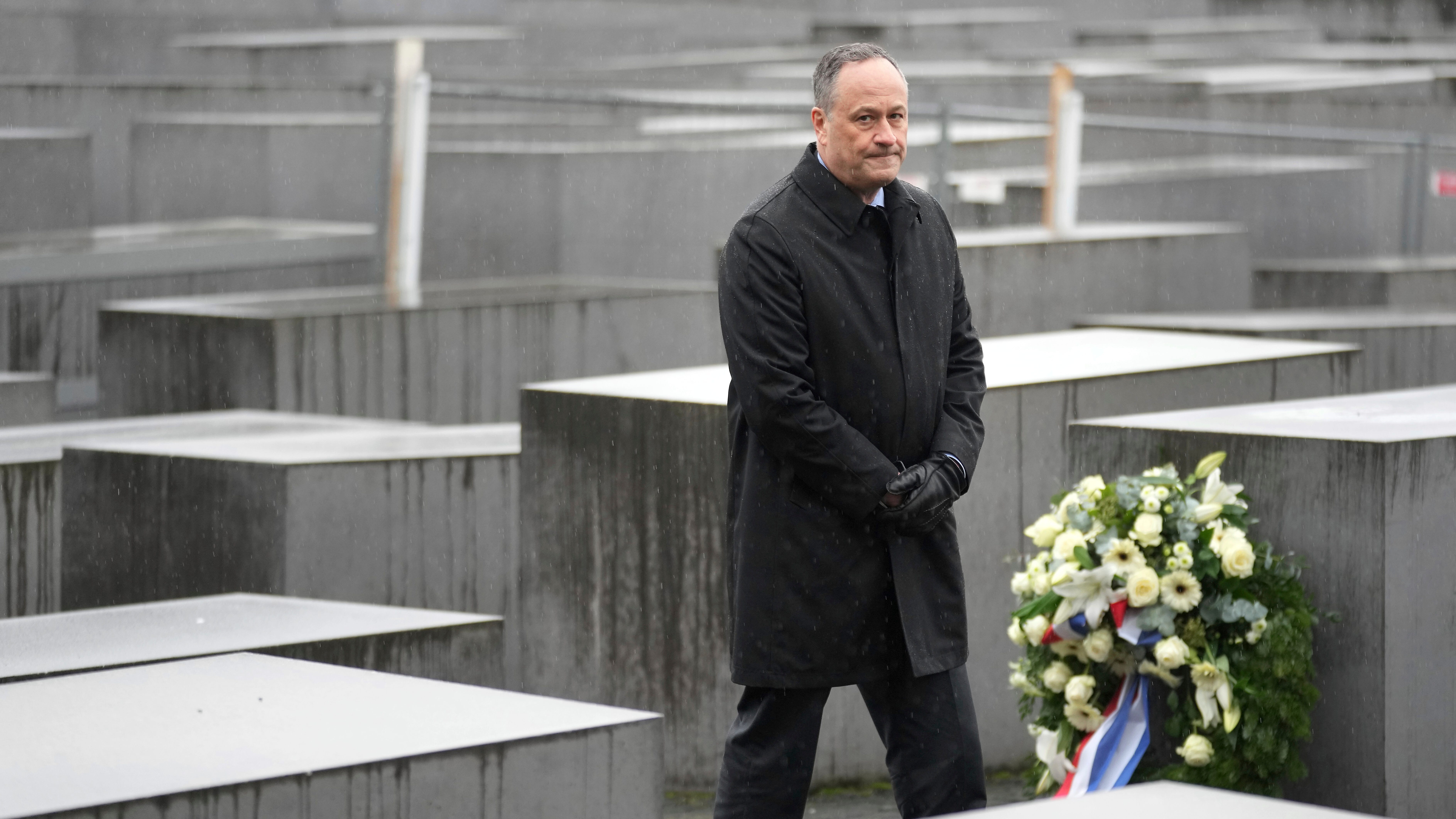 Emhoff visits synagogue, Holocaust memorial in Berlin
