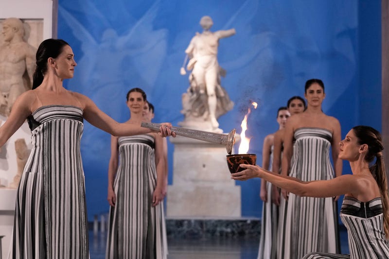 APTOPIX Greece Olympics Milan Cortina Flame Lighting