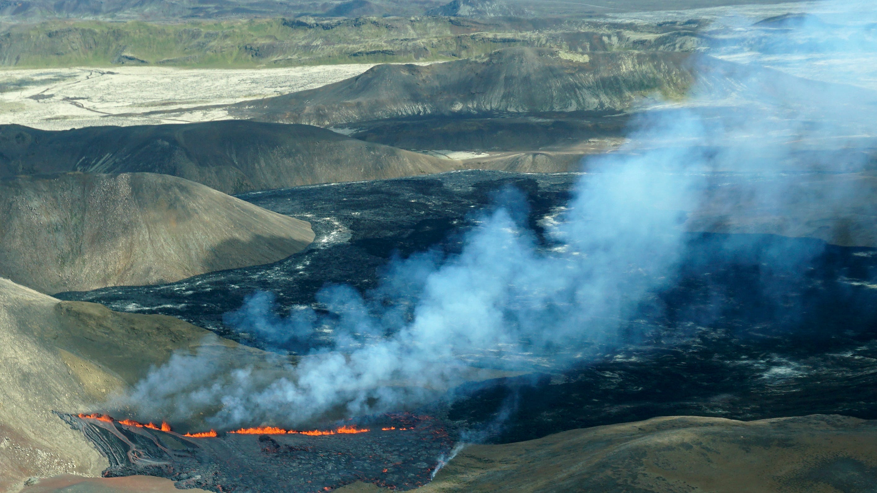 Volcano near Iceland's main airport erupts again after pause