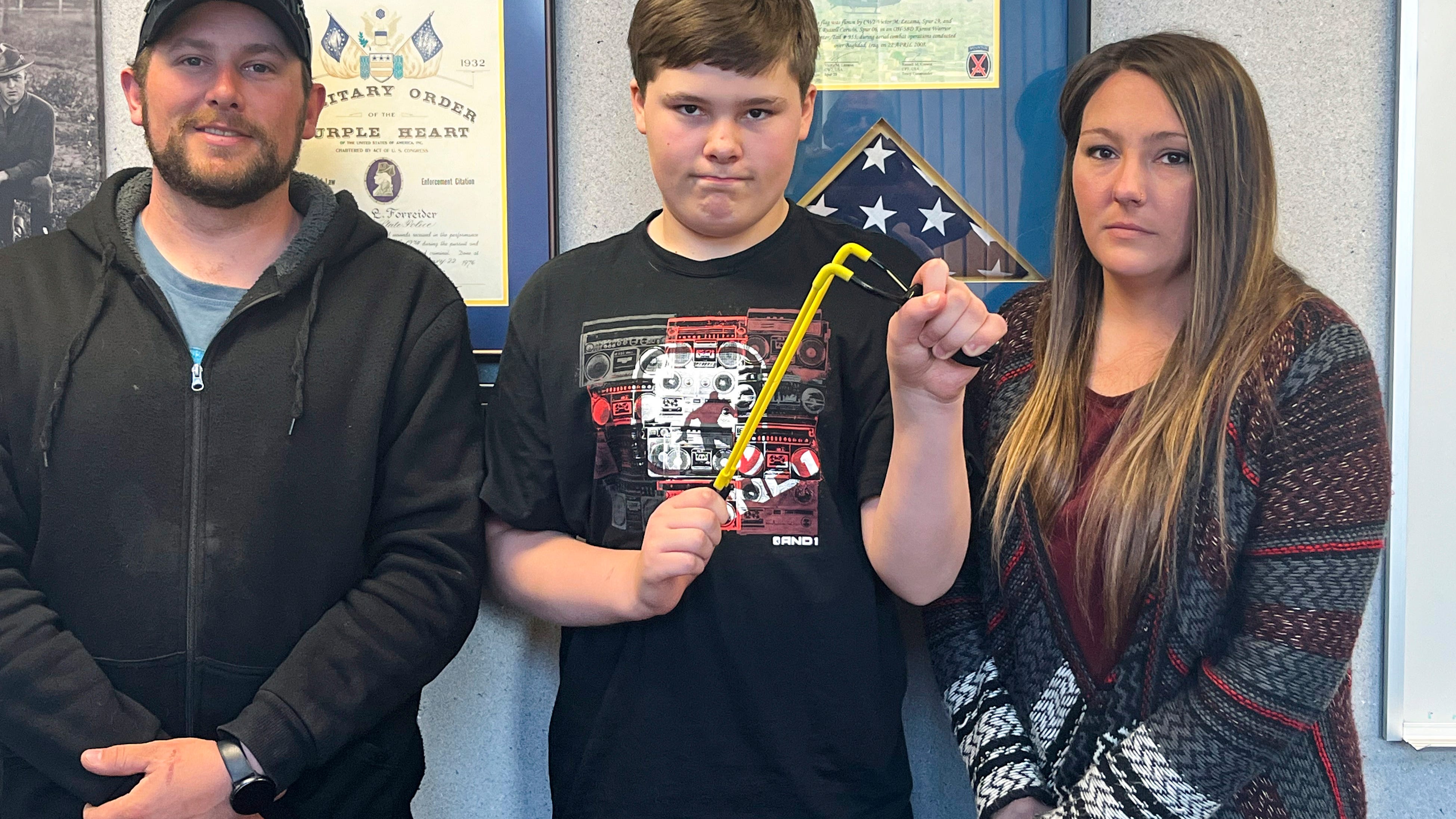 Michigan boy who used slingshot to save sister says he 'was just lucky'