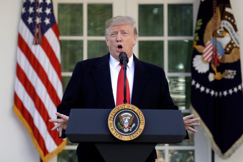 President Donald Trump speaks in the Rose Garden of the White House, Friday, Jan 25, 2019, in Washington.
