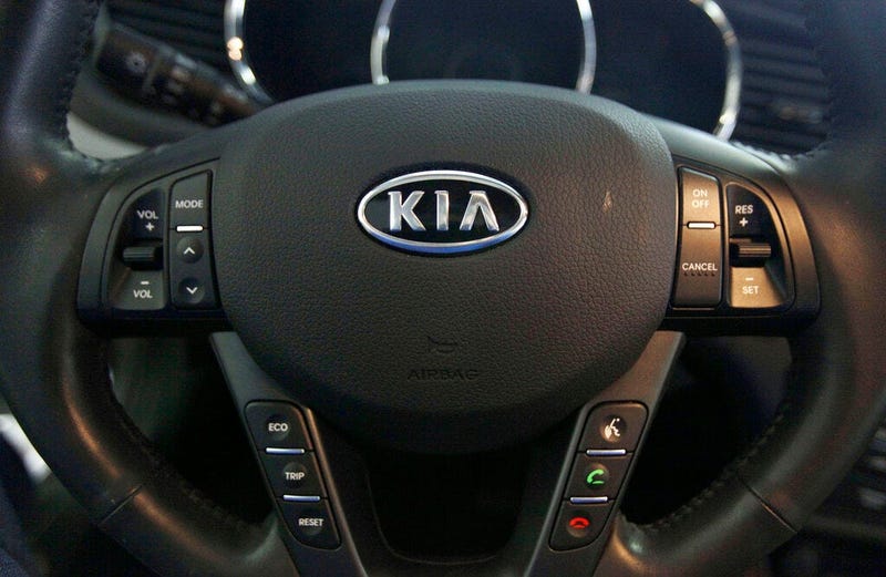 Kia optima's steering wheel inside of a Kia car 