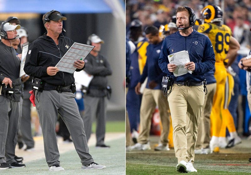 New Orleans Saints head coach Sean Payton;  Los Angeles Rams head coach Sean McVay 