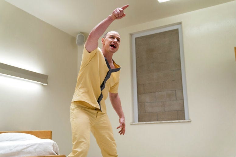 This image released by Universal Pictures shows James McAvoy in a scene from M. Night Shyamalan's "Glass."