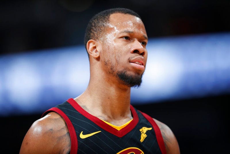 FILE- In this Jan. 19, 2019, file photo Cleveland Cavaliers guard Rodney Hood (1) in the first half of an NBA basketball game in Denver. The Cavaliers traded Hood to the Portland Trail Blazers. In exchange for Hood, Cleveland received guards Nik Stauskas 
