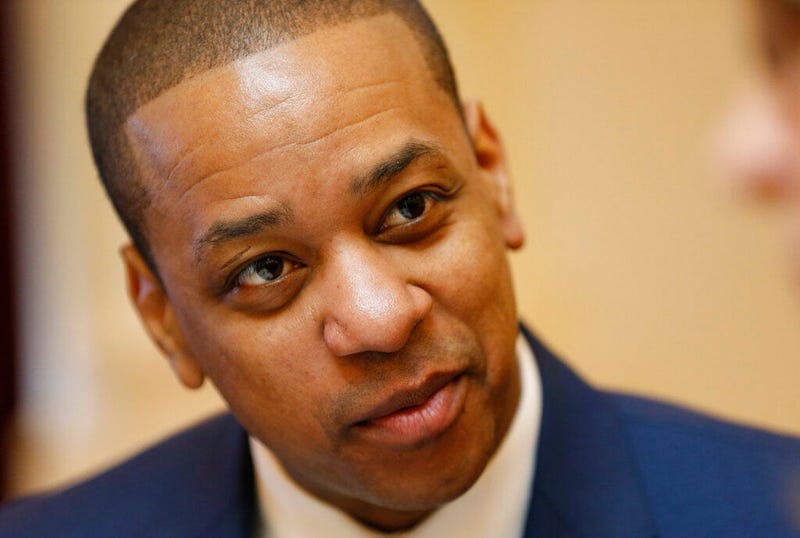 Virginia Lt. Gov. Justin Fairfax is prepped for the Senate session at the Capitol in Richmond, Va., 