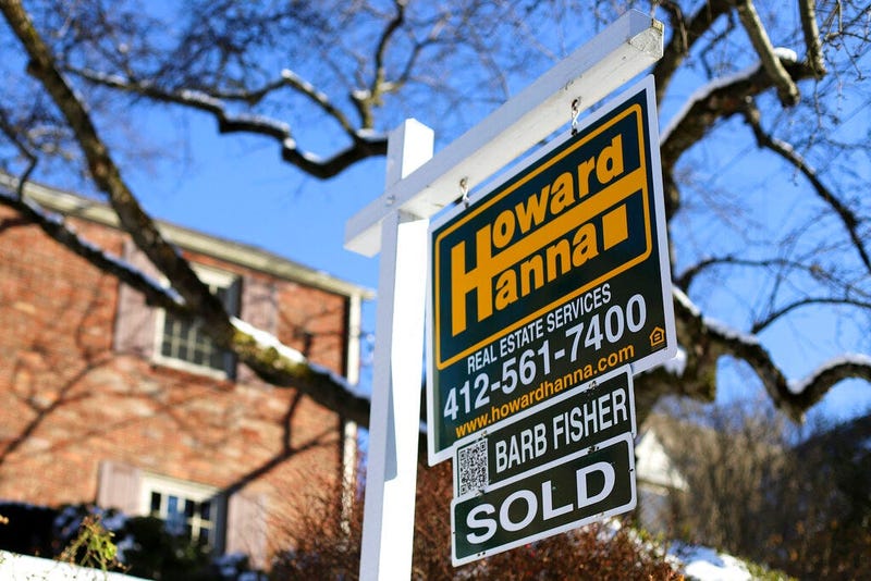 A sold sign outside a home in Mt. Lebanon, Pa