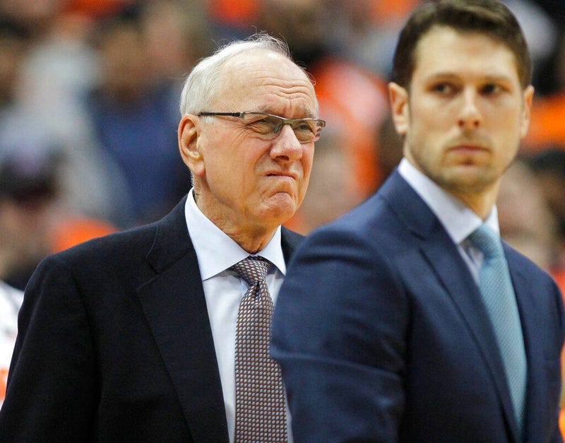 Syracuse coach Jim Boeheim waits for the team's NCAA college basketball game against Duke in Syracuse, N.Y., Saturday, Feb. 23, 2019