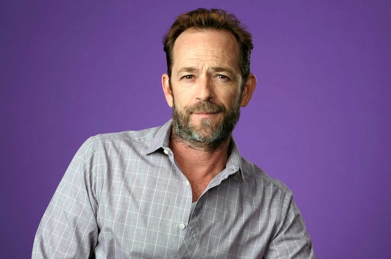 In this Aug. 6, 2018, file photo, Luke Perry poses for a portrait during the 2018 Television Critics Association Summer Press Tour in Beverly Hills, Calif.