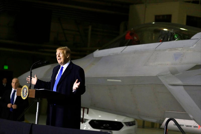 President Donald Trump speaks to service members at Joint Base Elmendorf-Richardson, Thursday, Feb. 28, 2019, in Anchorage, Alaska., during a refueling stop as he returns from Hanoi