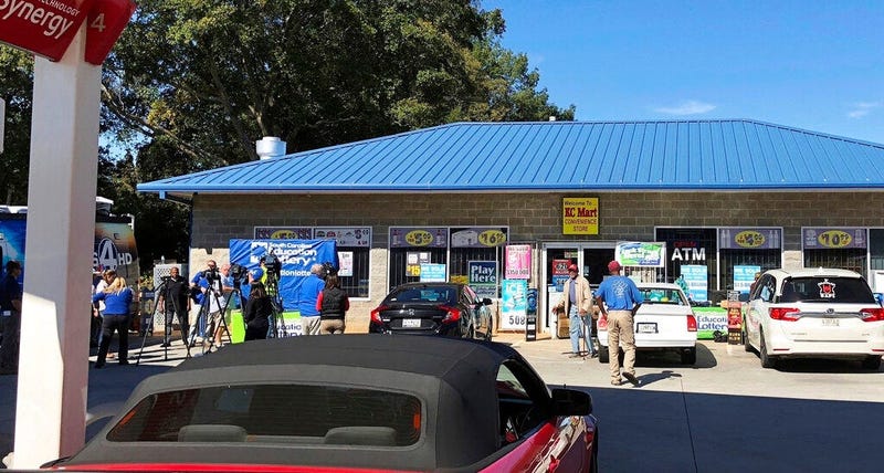 KC Mart in Simpsonville, S.C., after it was announced the winning Mega Millions lottery ticket was purchased at the store. 