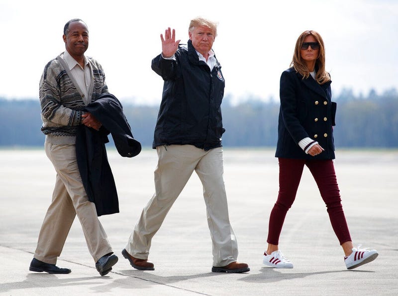 President Donald Trump, first lady Melania Trump and Secretary of Housing and Urban Development Ben Carson 
