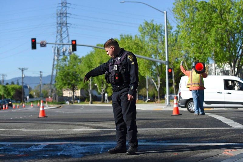 Police and road crews at scene of Sunnyvale crash
