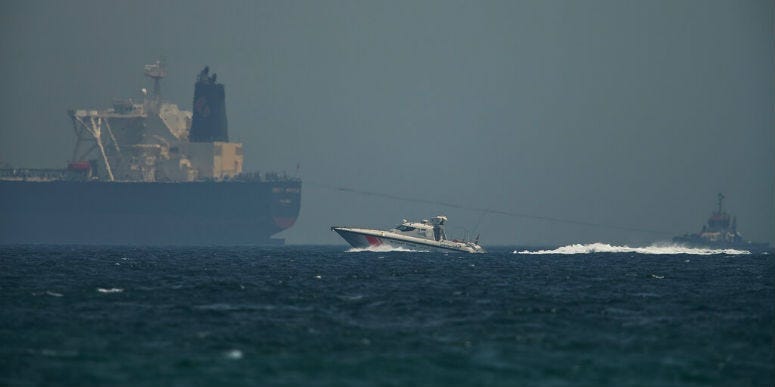 A fishing boat sails in waters off the coast of Fujairah, United Arab Emirates, Monday, May 13, 2019. 