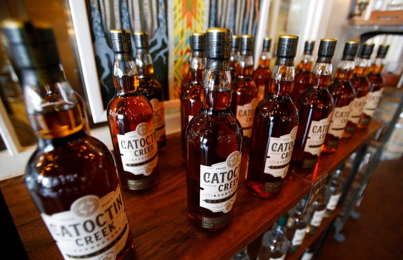  Catoctin Creek Distillery whiskey is on display in a tasting room in Purcellville, Va