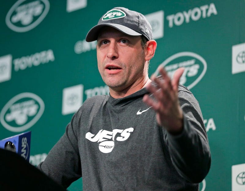 New York Jets head coach Adam Gase takes questions from reporters before the NFL football team's practice in Florham Park, N.J., Thursday, May 23, 2019. 