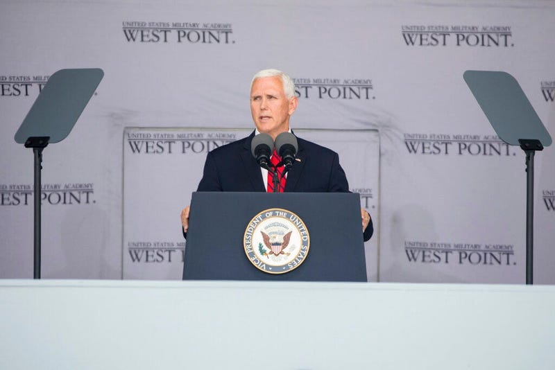 Vice President Mike Pence speaks during graduation ceremonies at the United States Military Academy, Saturday, May 25, 2019, in West Point, N.Y