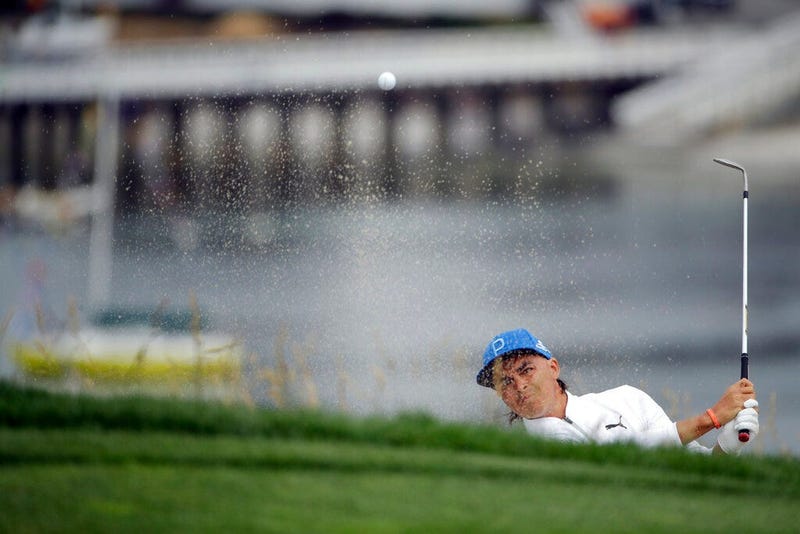 Rickie Fowler hits out of the bunker on the sixth hole during the first round of the U.S. Open Championship golf tournament Thursday, June 13, 2019, in Pebble Beach, Calif. Fowler finished the round at 5-under par, 66.(