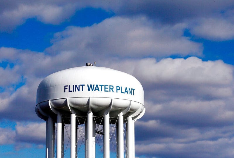 Flint Water Plant water tower is seen in Flint, Mich.