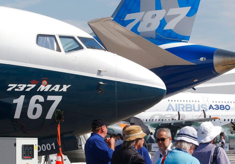 Boeing planes displayed at Paris Air Show, in Le Bourget, east of Paris, France. Uncertainty over a Boeing jet and apprehension about the global economy hover over the aircraft industry as it prepares for next week's Paris Air Show.