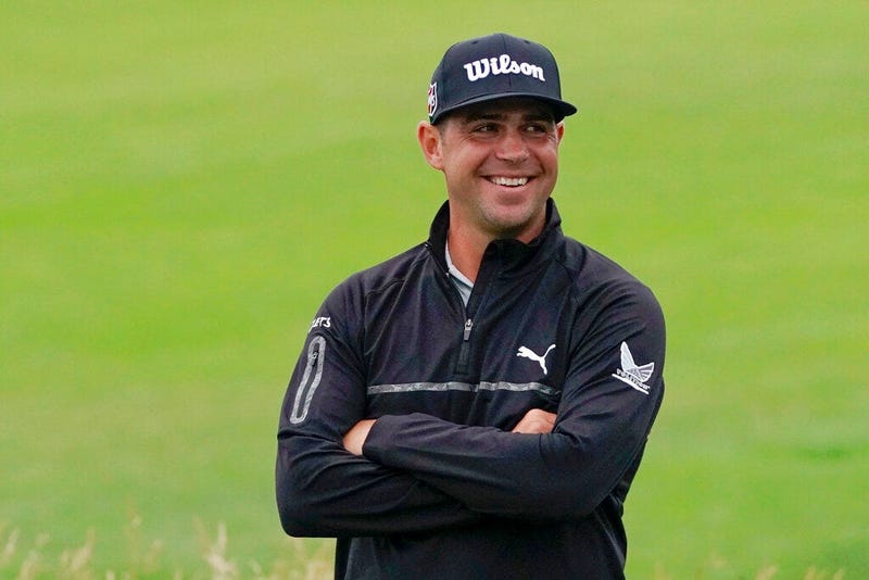Gary Woodland smiles after finishing the second round in the U.S. Open golf tournament Friday, June 14, 2019, in Pebble Beach, Calif.