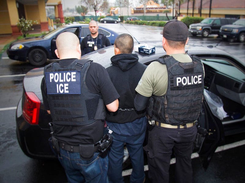 U.S. Immigration and Customs Enforcement, foreign nationals are arrested during a targeted enforcement operation conducted by U.S. Immigration and Customs Enforcement